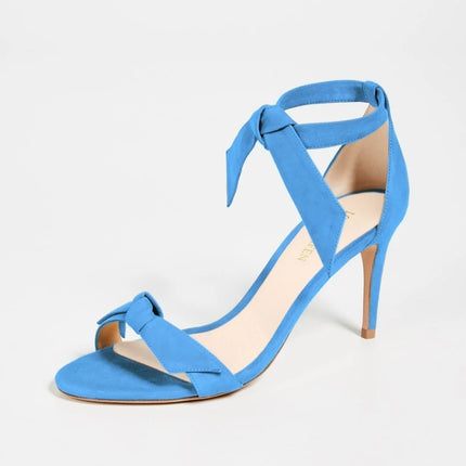 LOSLANDIFEN 2026 New Open Toe Bow Ankle Strap Women Sandals High Heels Ladies Shoes Buckle 9cm Mid Heel Summer Sandal Plus Size