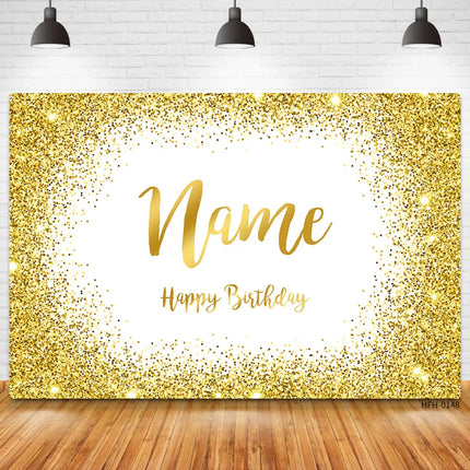 Custom Name Photo Gold Silver Glitter Birthday Party Banner Backgrounds Baby Shower DIY Birthday Photography Backdrops Photocall