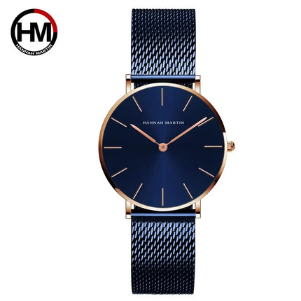 HANNAH MARTIN Women Watch Nordic Minimalist Japan Quartz Movement 3Bar Waterproof Women 36mm Full Rose Gold Dropshipping Watches