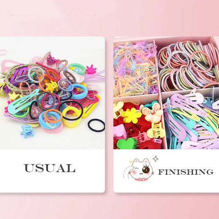 Fashion Baby Girl Set of 24 Pcs Princess Crown  Lovely Rabbit Kids Colorful Fabric Cartoon Flower Hairclips