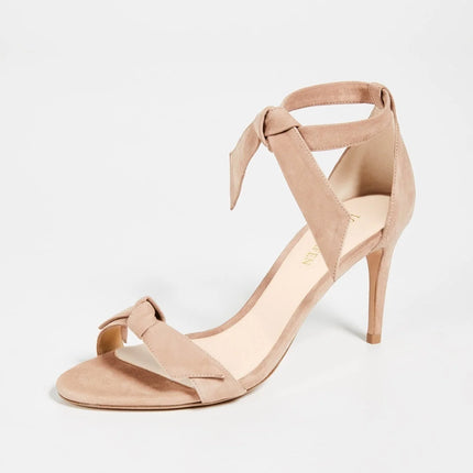 LOSLANDIFEN 2026 New Open Toe Bow Ankle Strap Women Sandals High Heels Ladies Shoes Buckle 9cm Mid Heel Summer Sandal Plus Size