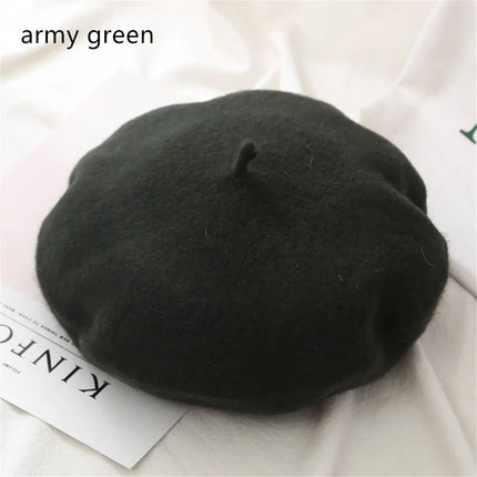 Women Girls Beanie Baggy Autumn Beret Hat Flat Cap Hat Felt Berets Wool Beret Cap