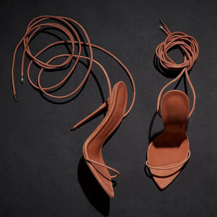 MKKHOU Fashion Sandals Women New Roman Ankle Strap Sexy Straps Cross Stilettos 12cm High Heels Summer Modern Shoes Large Size