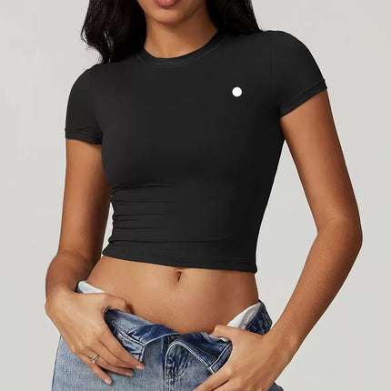 Women's Short Sleeve T-Shirt Custom Cut Top Logo Breathable Gym Blank Women's Fitness Yoga Running Fashion Fitness Fitted