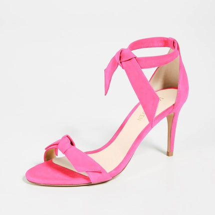 LOSLANDIFEN 2026 New Open Toe Bow Ankle Strap Women Sandals High Heels Ladies Shoes Buckle 9cm Mid Heel Summer Sandal Plus Size
