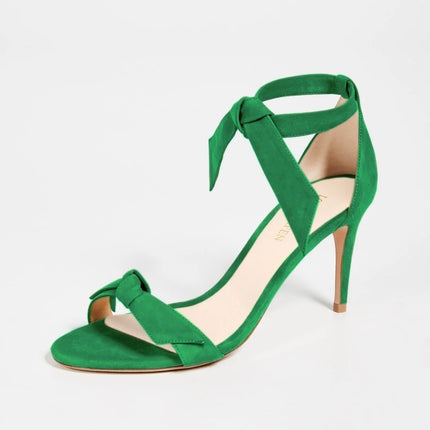 LOSLANDIFEN 2026 New Open Toe Bow Ankle Strap Women Sandals High Heels Ladies Shoes Buckle 9cm Mid Heel Summer Sandal Plus Size