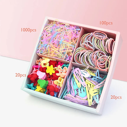 Fashion Baby Girl Set of 24 Pcs Princess Crown  Lovely Rabbit Kids Colorful Fabric Cartoon Flower Hairclips