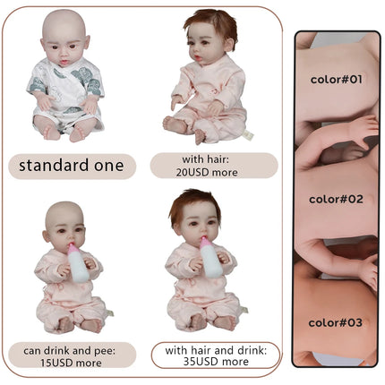 Soft Full Silicone 2.6kg 45cm 17.6" Lifelike Reborn Baby Girl Full Body Silicone Newborn Baby Doll Toy for Kids Gift