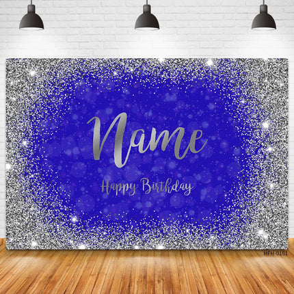 Custom Name Photo Gold Silver Glitter Birthday Party Banner Backgrounds Baby Shower DIY Birthday Photography Backdrops Photocall