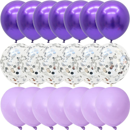 40PCS Silver White Purple Metal Latex Confetti Balloons Wedding Decorations Matte Globos Birthday Party Decorations
