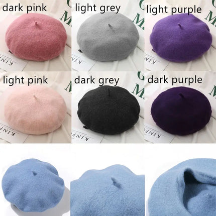 Women Girls Beanie Baggy Autumn Beret Hat Flat Cap Hat Felt Berets Wool Beret Cap
