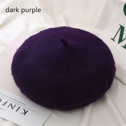 Women Girls Beanie Baggy Autumn Beret Hat Flat Cap Hat Felt Berets Wool Beret Cap