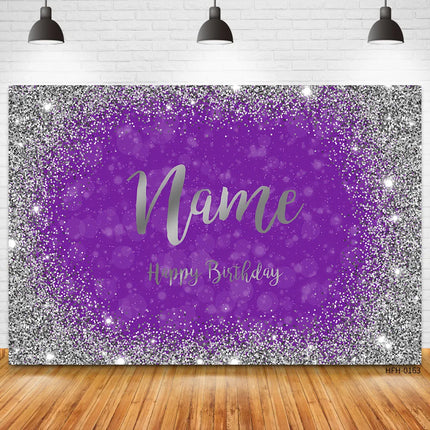 Custom Name Photo Gold Silver Glitter Birthday Party Banner Backgrounds Baby Shower DIY Birthday Photography Backdrops Photocall