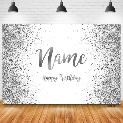 Custom Name Photo Gold Silver Glitter Birthday Party Banner Backgrounds Baby Shower DIY Birthday Photography Backdrops Photocall