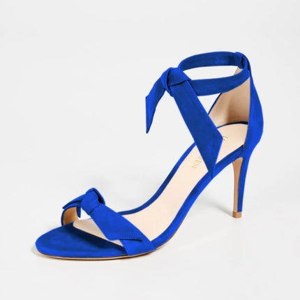 LOSLANDIFEN 2026 New Open Toe Bow Ankle Strap Women Sandals High Heels Ladies Shoes Buckle 9cm Mid Heel Summer Sandal Plus Size