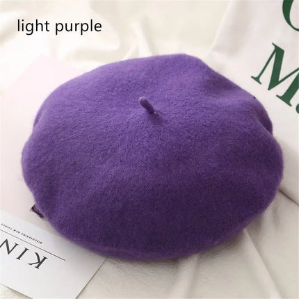Women Girls Beanie Baggy Autumn Beret Hat Flat Cap Hat Felt Berets Wool Beret Cap