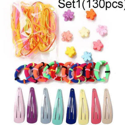 Fashion Baby Girl Set of 24 Pcs Princess Crown  Lovely Rabbit Kids Colorful Fabric Cartoon Flower Hairclips