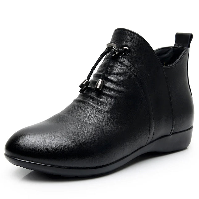 GKTINOO Fashion Women Boots Autumn Boots Genuine Leather Ankle Boots 2026 Winter Warm Fur Plush Women Shoes Big Size 43