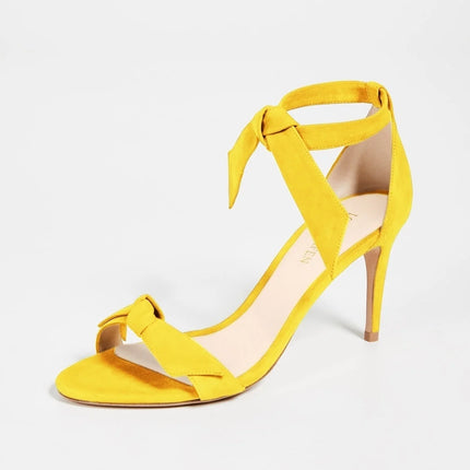 LOSLANDIFEN 2026 New Open Toe Bow Ankle Strap Women Sandals High Heels Ladies Shoes Buckle 9cm Mid Heel Summer Sandal Plus Size