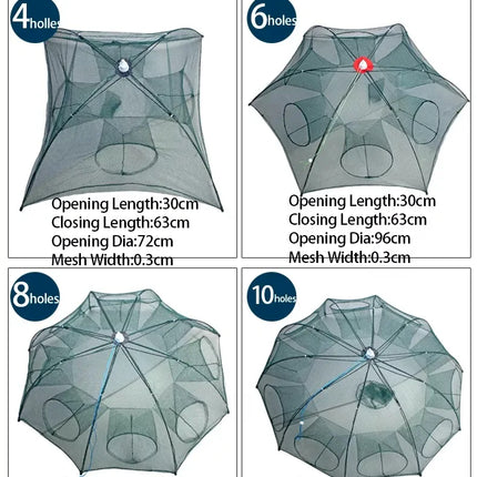 12 Holes Crawfish Trap Crab Fish Trap,Foldable Fishing Bait Trap Cast Net Cage