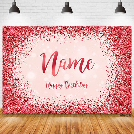 Custom Name Photo Gold Silver Glitter Birthday Party Banner Backgrounds Baby Shower DIY Birthday Photography Backdrops Photocall