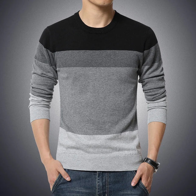 2026 Autumn Casual Men's Sweater O-Neck Striped Slim Fit Knittwear Mens Sweaters Pullovers Pullover Men Pull Homme M-4XL