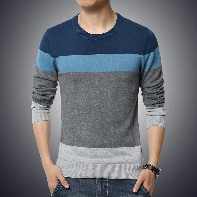2026 Autumn Casual Men's Sweater O-Neck Striped Slim Fit Knittwear Mens Sweaters Pullovers Pullover Men Pull Homme M-4XL