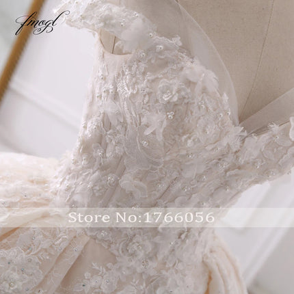Customized Sexy Sweetheart Lace Ball Gown Wedding Dresses Applique Beaded Flowers Chapel Train Bride Gown Vestido De Noiva