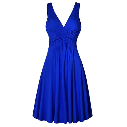 Plus Size XL-5XL Women's V-neck Dress Ball Gown Retro Sling Pleated Slim Flare Party Dresses Vestidos de fiesta Female Sundress