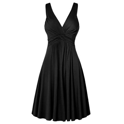 Plus Size XL-5XL Women's V-neck Dress Ball Gown Retro Sling Pleated Slim Flare Party Dresses Vestidos de fiesta Female Sundress