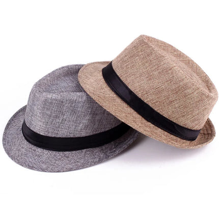 Men Women Vintage Panama Casual Travel Sunscreen Straw Knit Top Hat Brief Style Flax Gentleman Wide Brim Jazz Church Cap R83