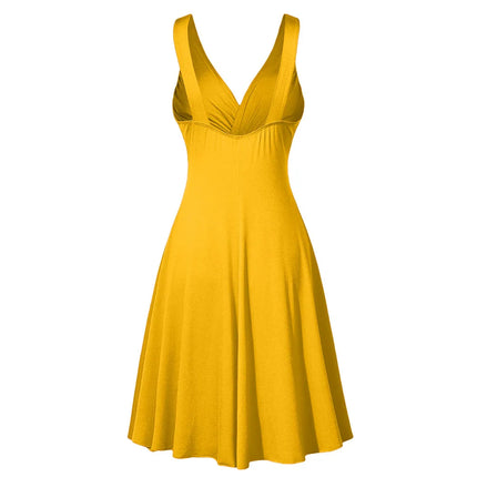 Plus Size XL-5XL Women's V-neck Dress Ball Gown Retro Sling Pleated Slim Flare Party Dresses Vestidos de fiesta Female Sundress