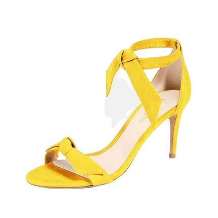LOSLANDIFEN 2026 New Open Toe Bow Ankle Strap Women Sandals High Heels Ladies Shoes Buckle 9cm Mid Heel Summer Sandal Plus Size