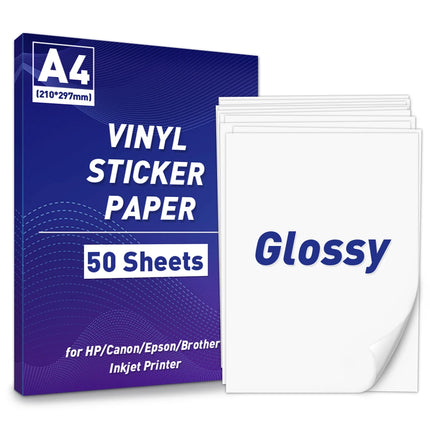 A4 Paper Sheets Adhesive Printable Label Sticker Paper Glossy for Inkjet Printer White Vinyl Label Copy Paper Gift Sticker