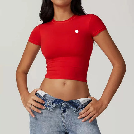 Women's Short Sleeve T-Shirt Custom Cut Top Logo Breathable Gym Blank Women's Fitness Yoga Running Fashion Fitness Fitted