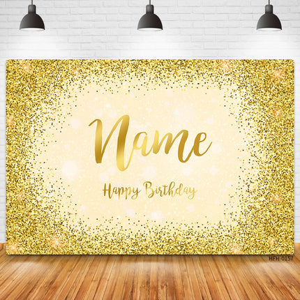 Custom Name Photo Gold Silver Glitter Birthday Party Banner Backgrounds Baby Shower DIY Birthday Photography Backdrops Photocall
