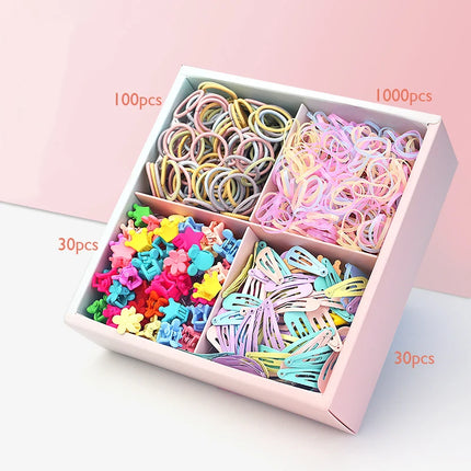 Fashion Baby Girl Set of 24 Pcs Princess Crown  Lovely Rabbit Kids Colorful Fabric Cartoon Flower Hairclips