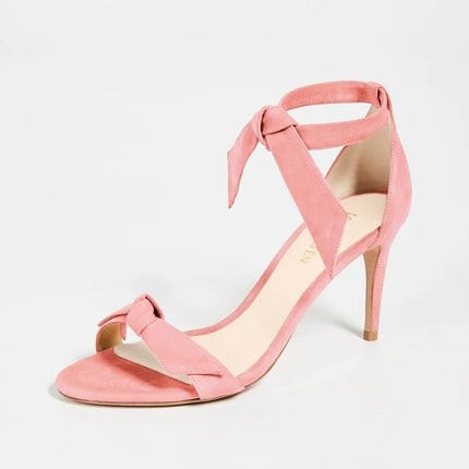 LOSLANDIFEN 2026 New Open Toe Bow Ankle Strap Women Sandals High Heels Ladies Shoes Buckle 9cm Mid Heel Summer Sandal Plus Size