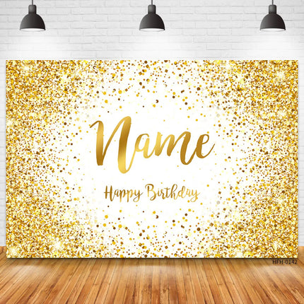 Custom Name Gold Glitter Birthday Party Banner Backgrounds Baby Shower Child Kid Name Diy Photography Backdrop Photo Studio Prop