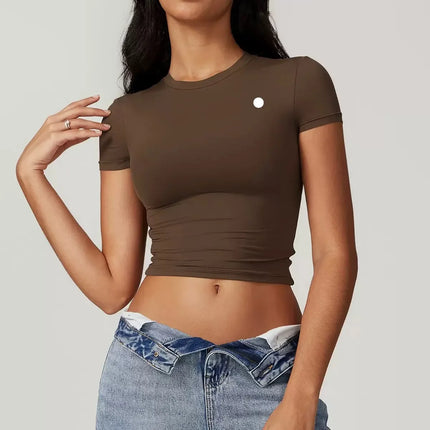 Women's Short Sleeve T-Shirt Custom Cut Top Logo Breathable Gym Blank Women's Fitness Yoga Running Fashion Fitness Fitted
