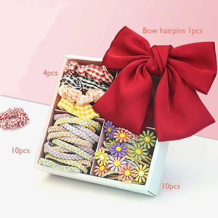 Fashion Baby Girl Set of 24 Pcs Princess Crown  Lovely Rabbit Kids Colorful Fabric Cartoon Flower Hairclips
