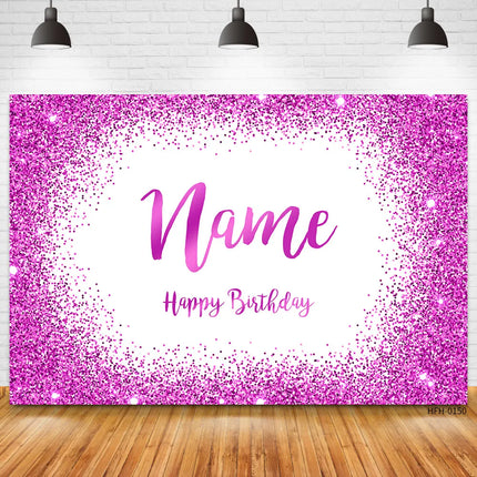 Custom Name Photo Gold Silver Glitter Birthday Party Banner Backgrounds Baby Shower DIY Birthday Photography Backdrops Photocall