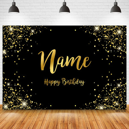 Custom Name Gold Glitter Birthday Party Banner Backgrounds Baby Shower Child Kid Name Diy Photography Backdrop Photo Studio Prop