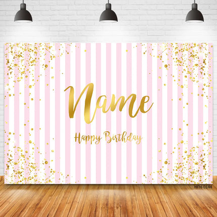 Custom Name Gold Glitter Birthday Party Banner Backgrounds Baby Shower Child Kid Name Diy Photography Backdrop Photo Studio Prop