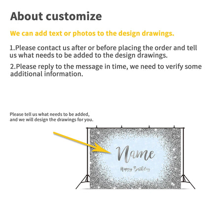 Custom Name Photo Gold Silver Glitter Birthday Party Banner Backgrounds Baby Shower DIY Birthday Photography Backdrops Photocall
