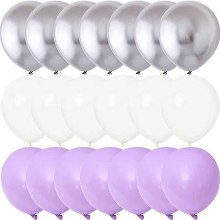 40PCS Silver White Purple Metal Latex Confetti Balloons Wedding Decorations Matte Globos Birthday Party Decorations