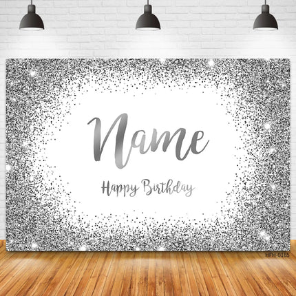 Custom Name Photo Gold Silver Glitter Birthday Party Banner Backgrounds Baby Shower DIY Birthday Photography Backdrops Photocall