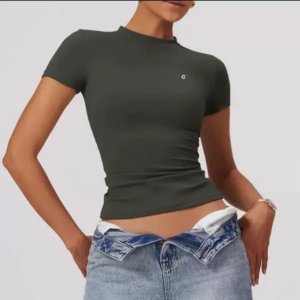 Women's Short Sleeve T-Shirt Custom Cut Top Logo Breathable Gym Blank Women's Fitness Yoga Running Fashion Fitness Fitted