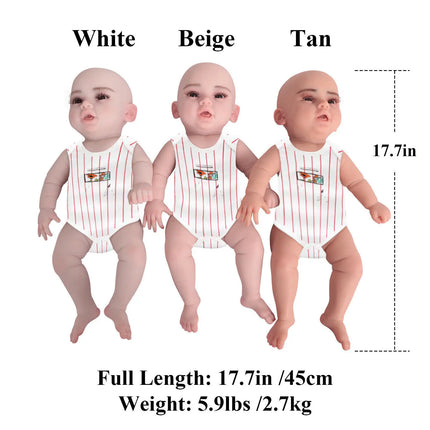 Soft Full Silicone 2.6kg 45cm 17.6" Lifelike Reborn Baby Girl Full Body Silicone Newborn Baby Doll Toy for Kids Gift
