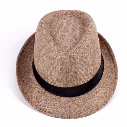 Men Women Vintage Panama Casual Travel Sunscreen Straw Knit Top Hat Brief Style Flax Gentleman Wide Brim Jazz Church Cap R83